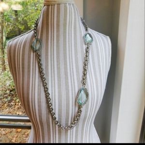 Silver necklace with aqua stones